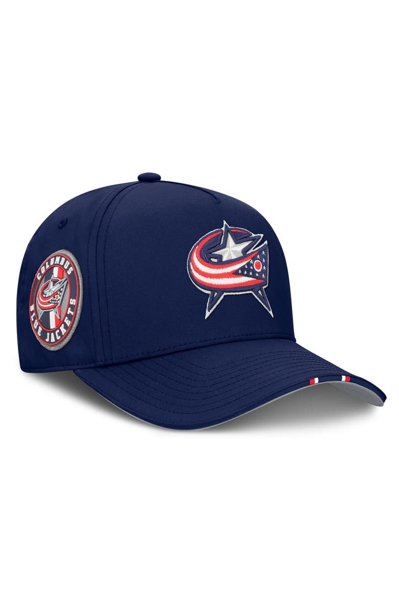 FANATICS Men's Fanatics Navy Columbus Blue Jackets 2025 NHL Draft Authentic Pro On-Stage Podium A-Frame Adjustable Hat, Main, color, 