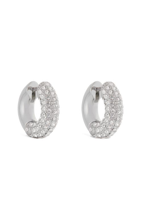 Reiss Amelia Pavé Huggie Hoop Earrings in Silver Tone/Clear Crystal  product
