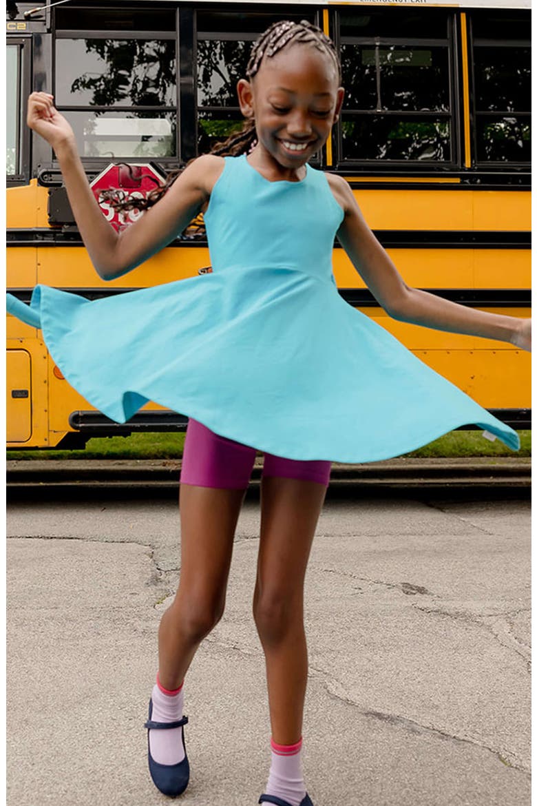 Organic Cotton Sleevless Solid Twirl Dress, Alternate, color, Turquoise