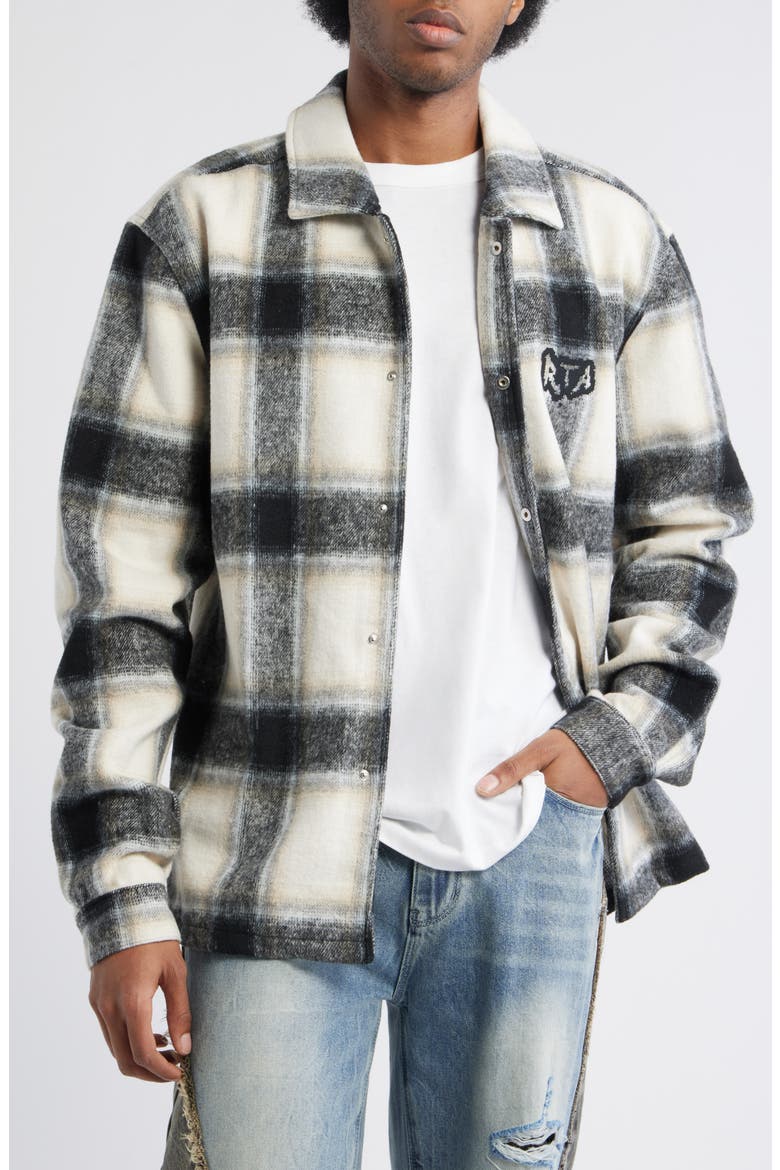 Parlan Circuit Board Graphic Plaid Shacket, Main, color, IVORY CROSS CIRCUIT BOARD