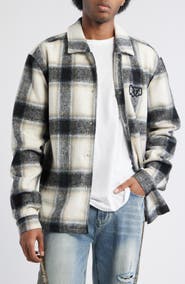 RtA Parlan Circuit Board Graphic Plaid Shacket
