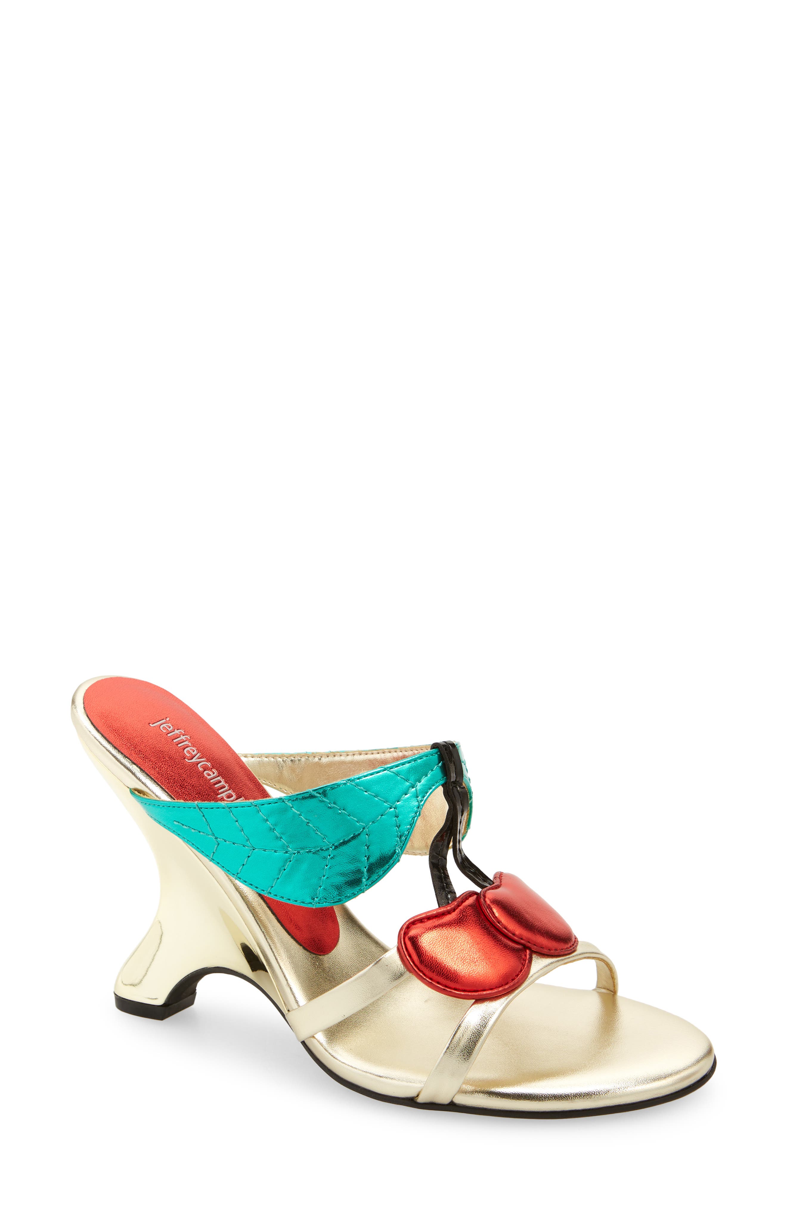 Cereza Wedge Slide Sandal, Main, color, GOLD MULTI