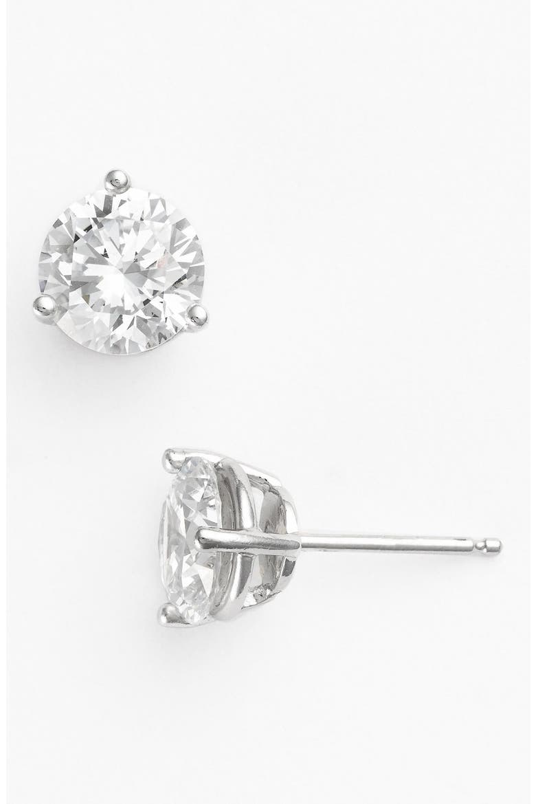 Cubic Zirconia Earrings - 4ct., Alternate, color, PLATINUM