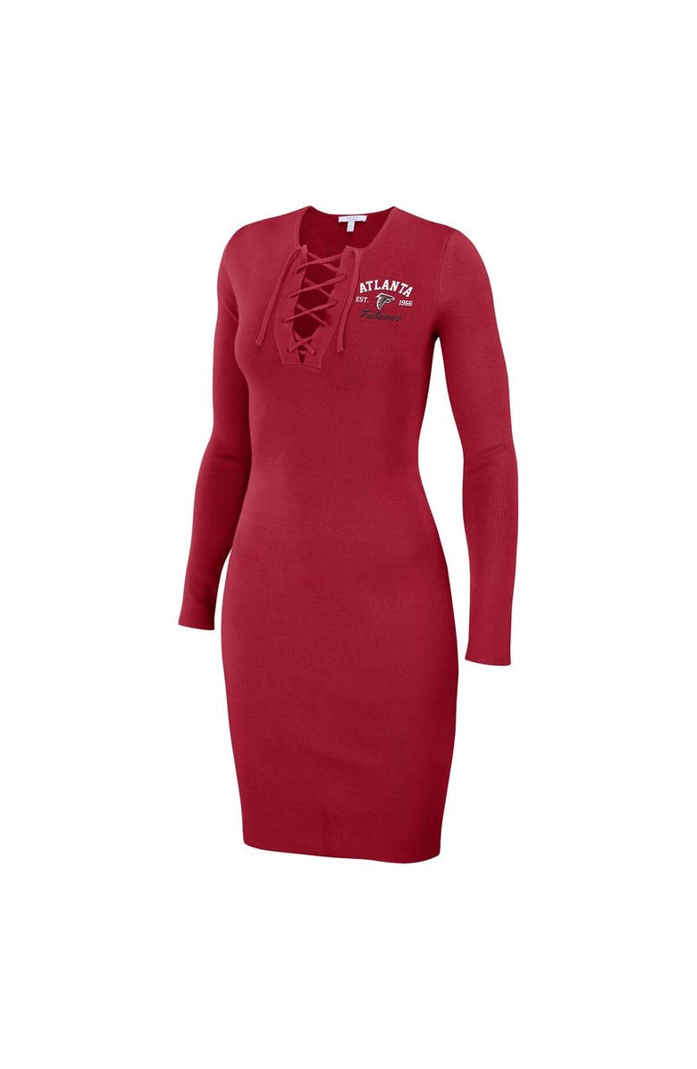 WEAR by Erin Andrews Women's WEAR by Erin Andrews Red Atlanta Falcons Lace Up Long Sleeve Dress, Alternate, color, 