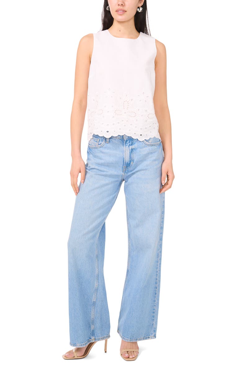 1.STATE Embroidered Eyelet Sleeveless Cotton Top, Alternate, color, Ultra White