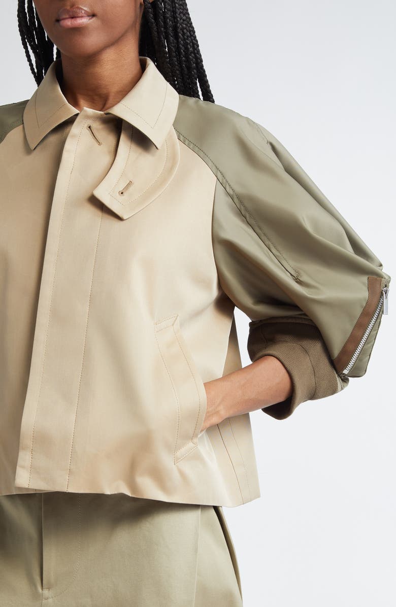 Sacai Gabardine & Twill Raglan Sleeve Jacket, Alternate, color,