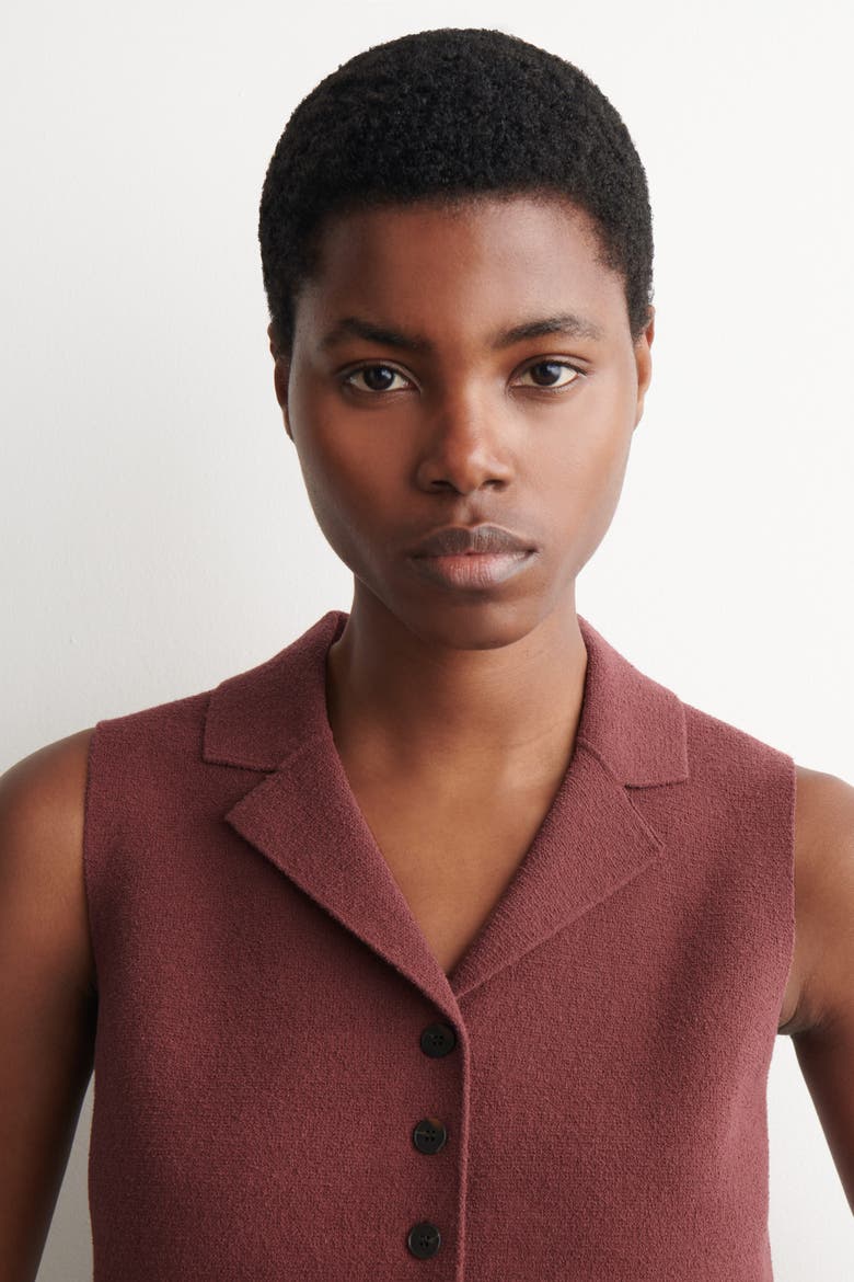 Bouclé-Knit Vest, Alternate, color, RUST