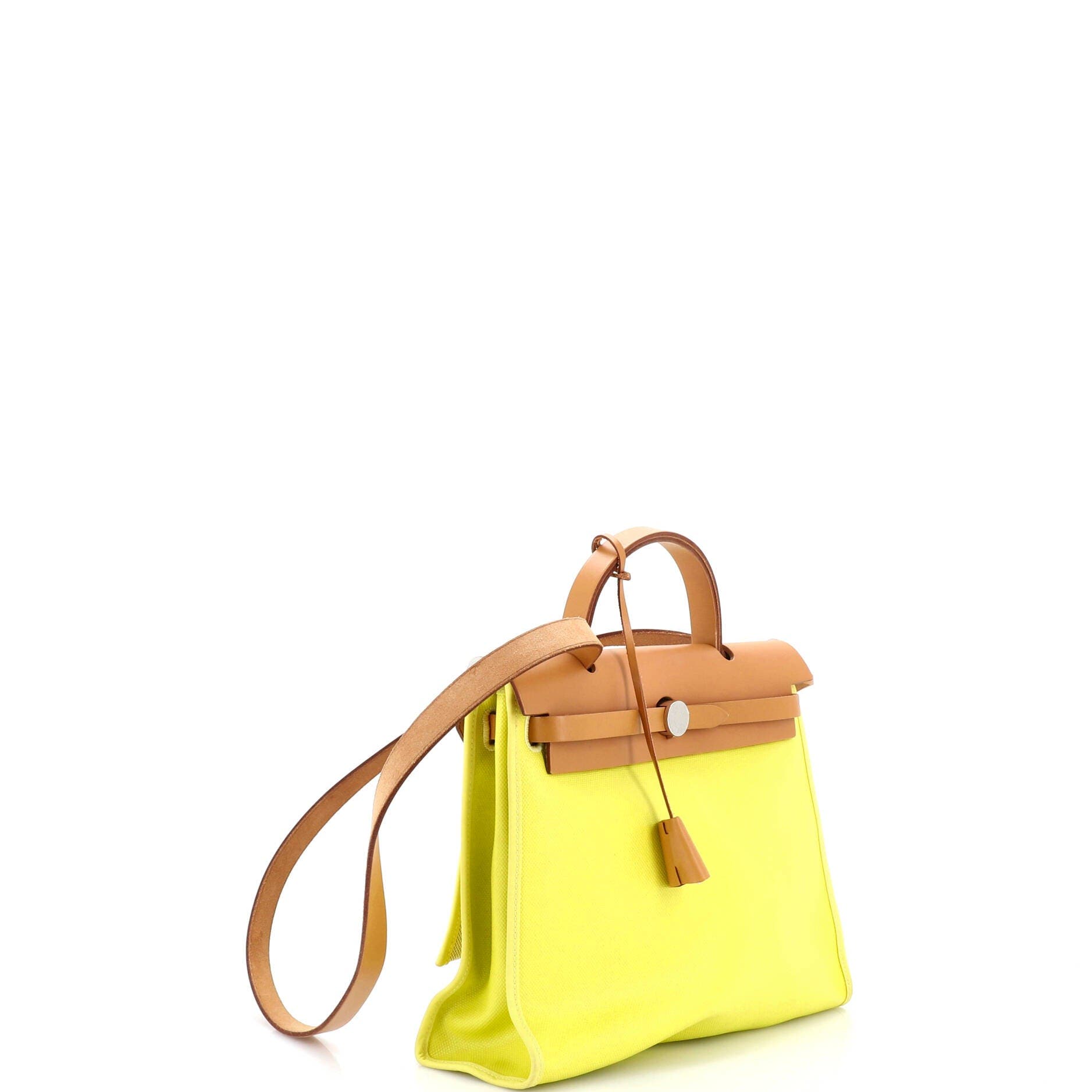 Pre-Owned Hermes Herbag Zip Berline Vache Canvas and Leather 31, Alternate, color, Lime