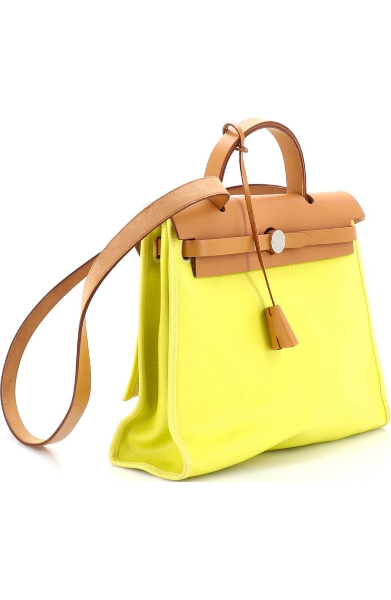 Pre-Owned Hermes Herbag Zip Berline Vache Canvas and Leather 31, Alternate, color, Lime