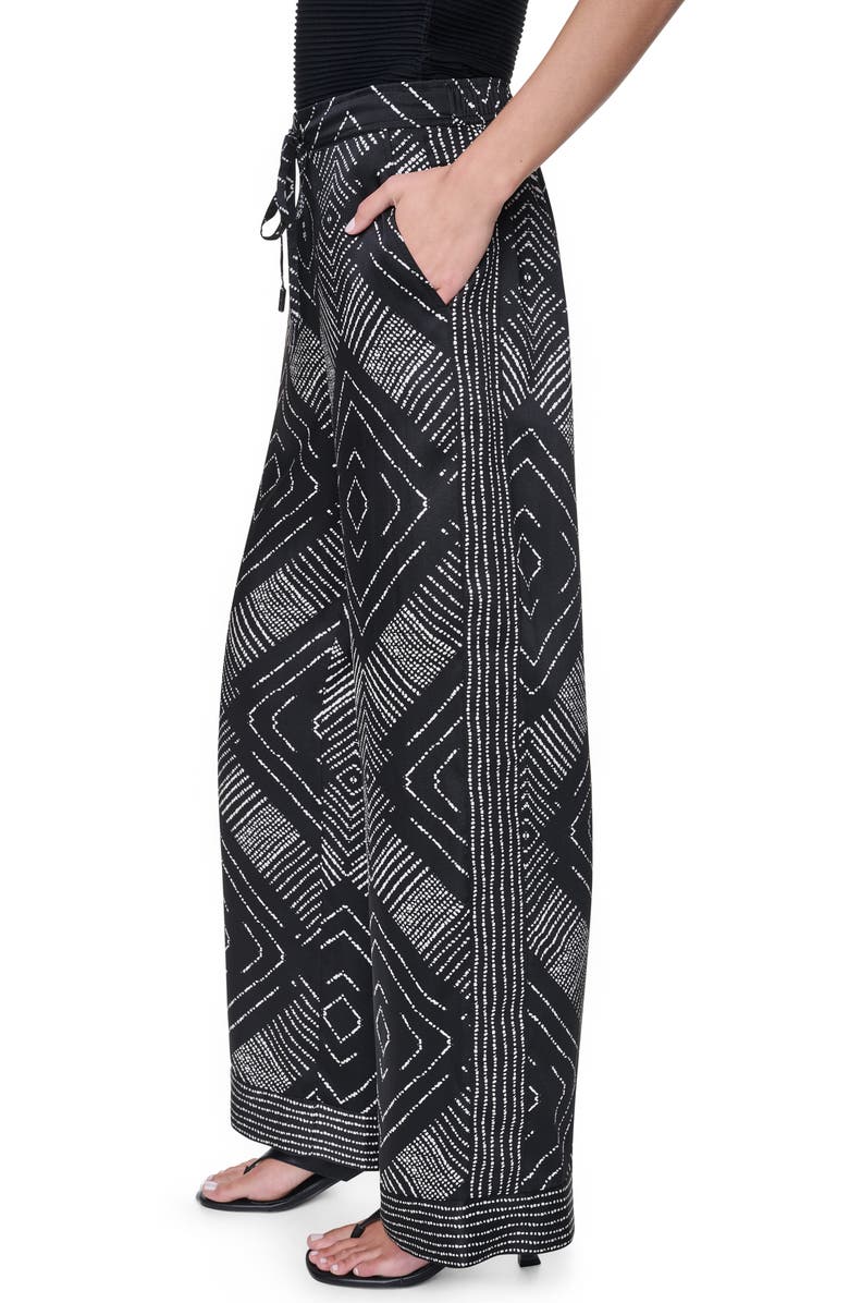 DKNY Scarf Print Wide Leg Pants, Alternate, color, Geo Diamond Pointelle