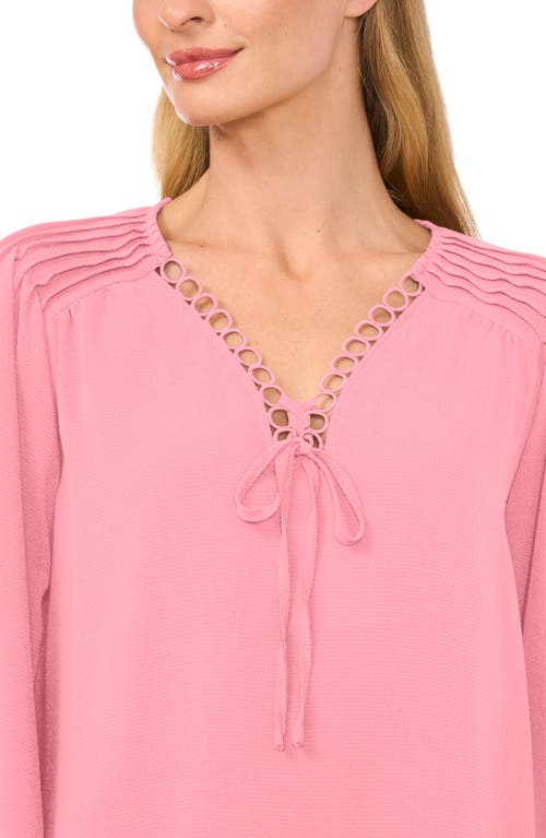 Cece Pintuck Blouson Sleeve Blouse In Pink
