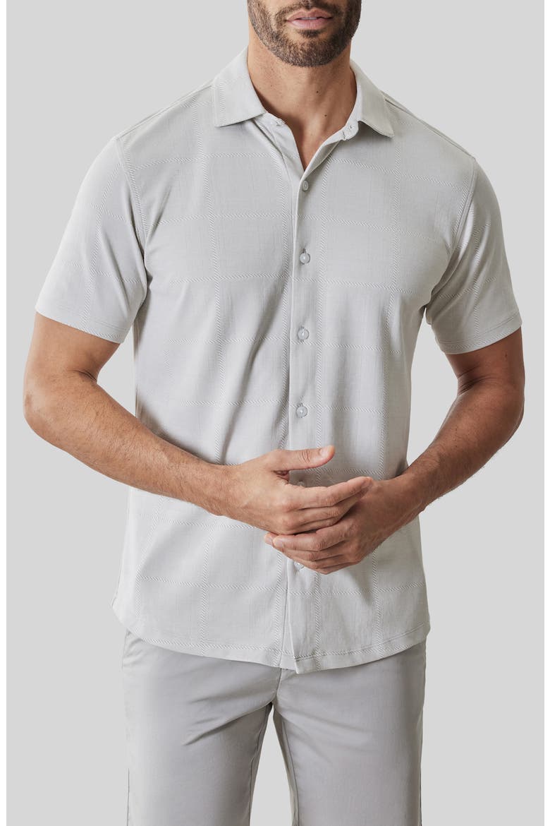 Sterling Short Sleeve Knit Button-Up Shirt, Main, color, MOONSTONE
