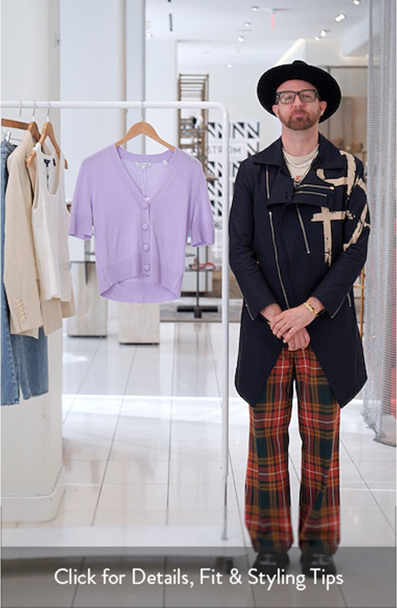 Solene Short Sleeve Cashmere Button-Up Sweater, sales video thumbnail