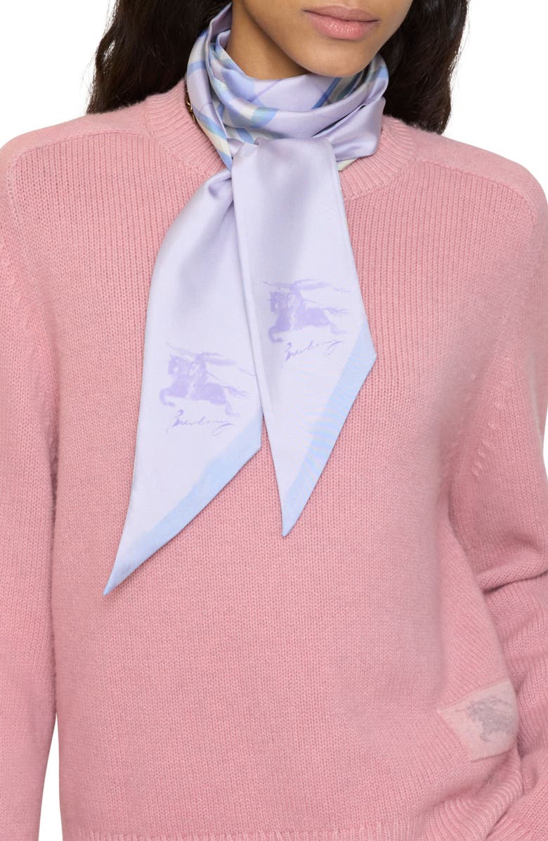 Burberry Check EKD Reversible Silk Twill Skinny Scarf, Main, color, Lilac Purple