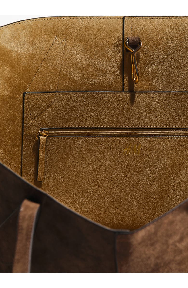 H&M Suede Shopper, Alternate, color, Brown