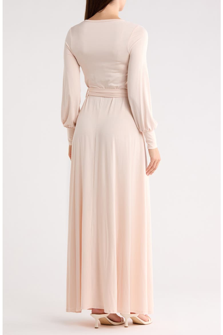 Long Sleeve Tie Waist Maxi Dress, Alternate, color, DARK MAUVE