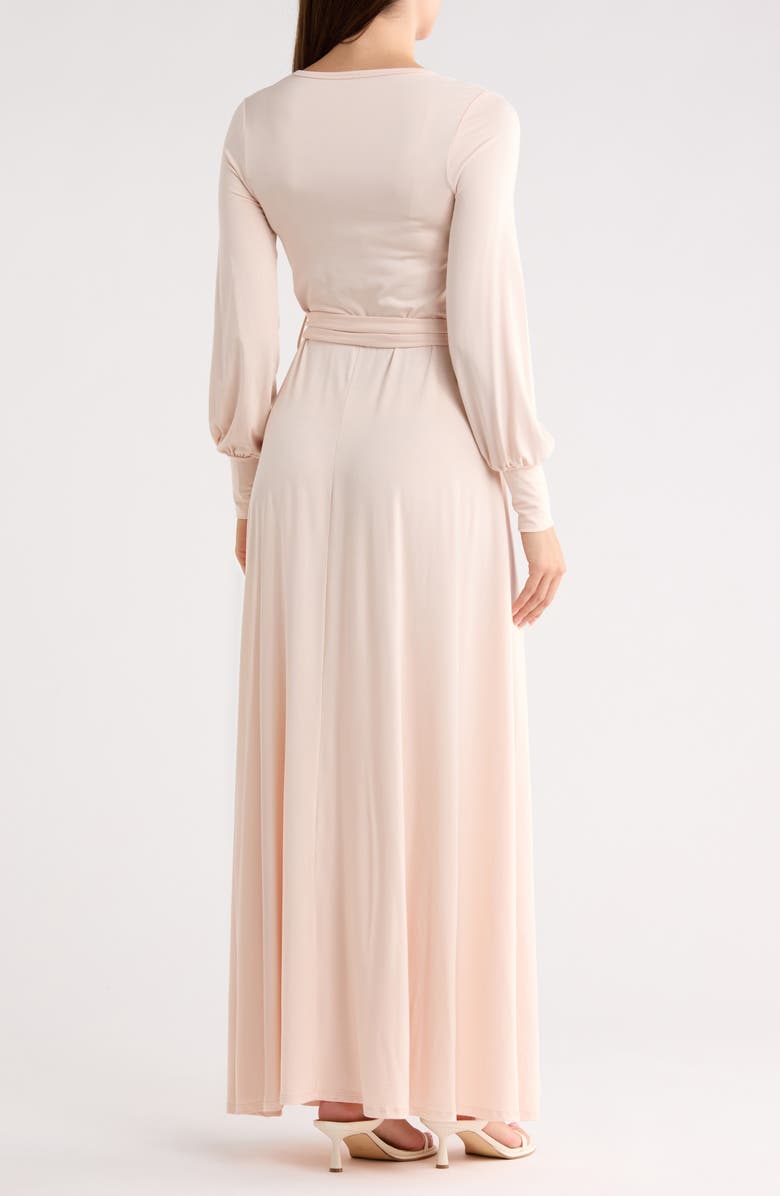 GO COUTURE Long Sleeve Tie Waist Maxi Dress, Alternate, color, Dark Mauve