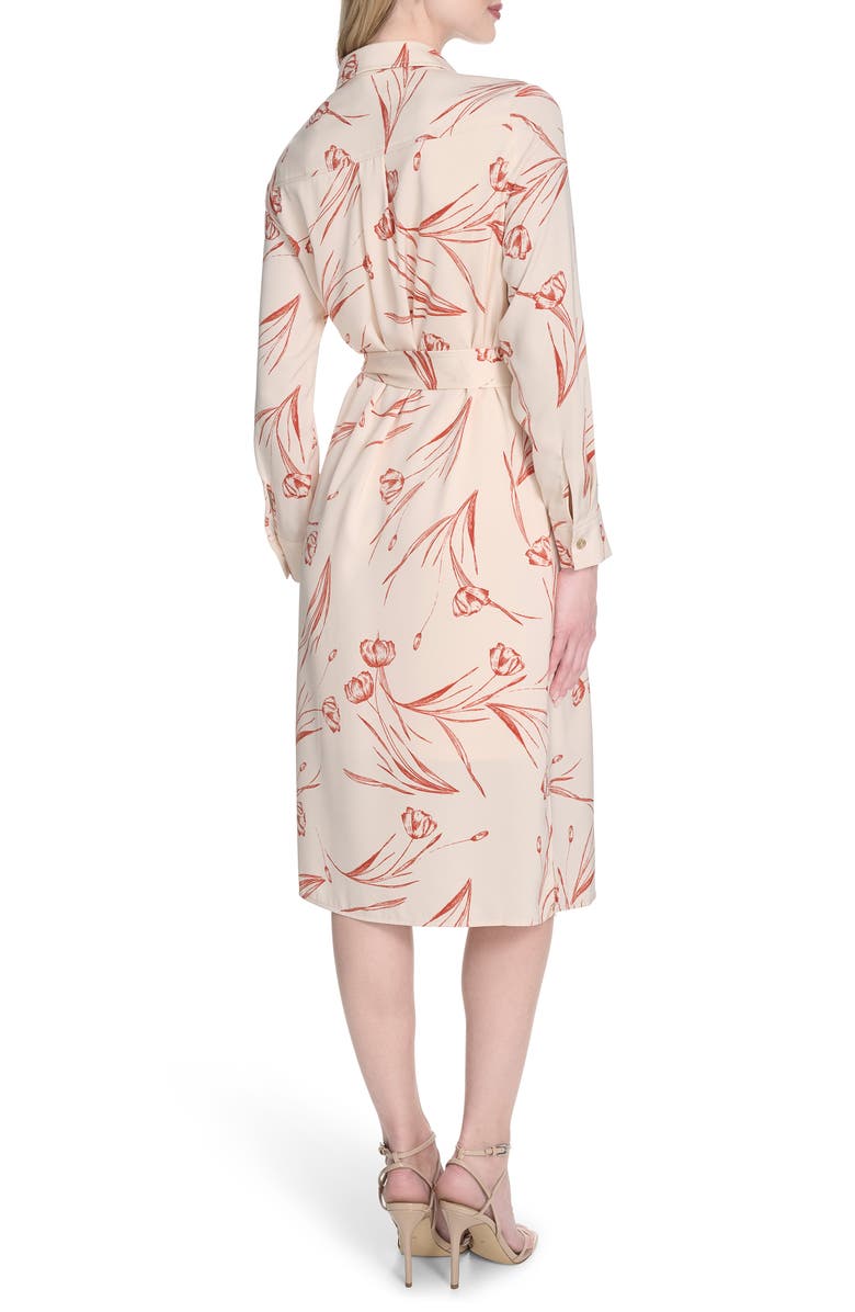 Calvin Klein Long Sleeve Shirtdress, Alternate, color, Antique White Multi