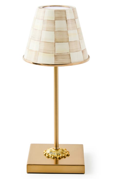 Mocha Check LED Rechargeable Cafe Table Lamp