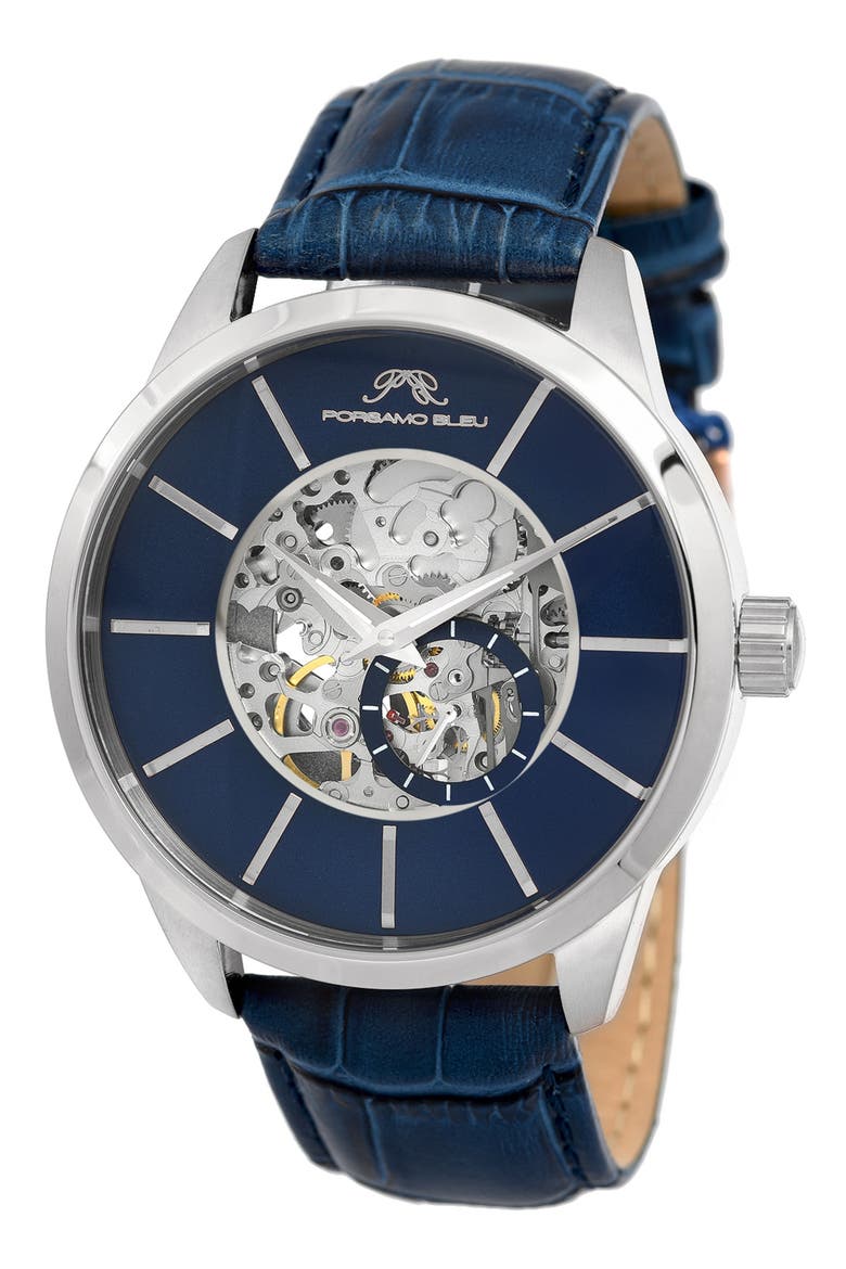 Men's Cassius Skeleton Watch, 45mm, Main, color, SILVER
