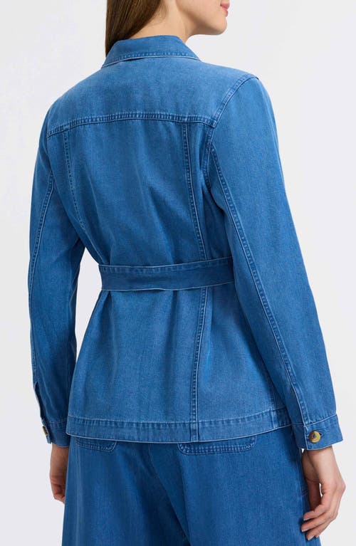 Foxcroft Stella Belted Denim Utility Jacket In Blue