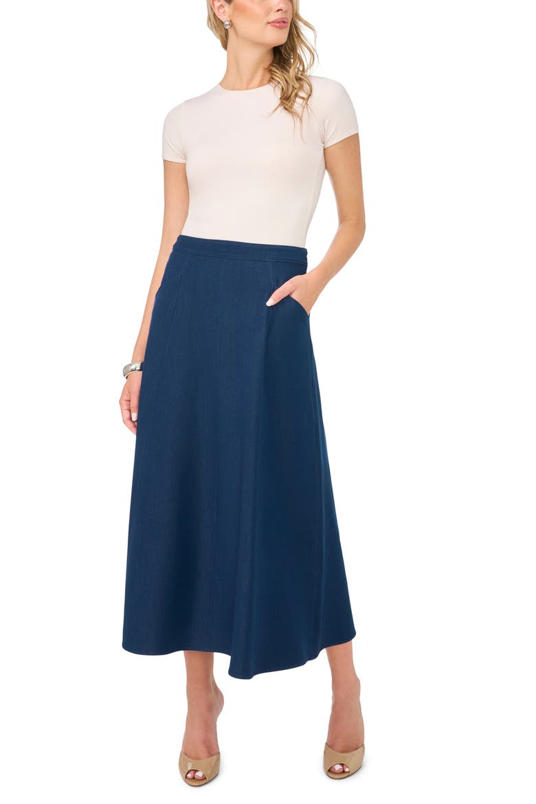 Seamed Midi Skirt, Alternate, color, INDIGO