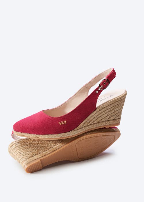 Viscata Palomera Canvas Espadrille Wedges In Cherry
