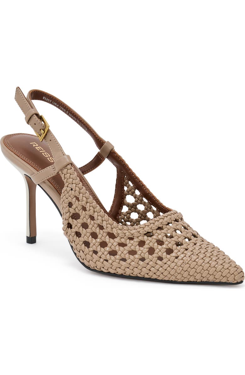Reiss Lena Slingback Pointed Cap Toe Pump, Main, color, Taupe