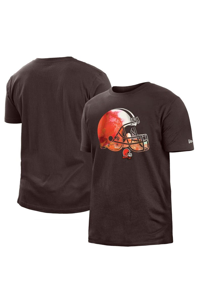 New Era Men's New Era Brown Cleveland Browns 2022 Sideline Ink Dye T-Shirt, Main, color, Brown