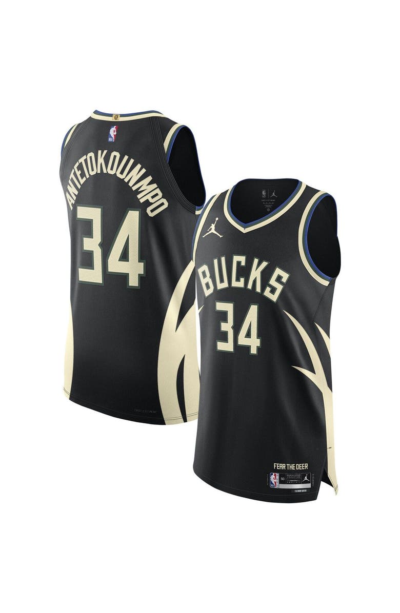 Jordan Brand Men's Jordan Brand Giannis Antetokounmpo Black Milwaukee Bucks Authentic Player Jersey - Statement Edition, Main, color, Black