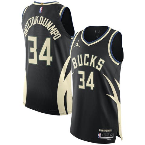 Men's Jordan Brand Giannis Antetokounmpo Black Milwaukee Bucks Authentic Player Jersey - Statement Edition