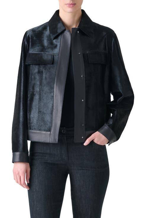 Gemini Genuine Calf Hair & Leather Trucker Jacket