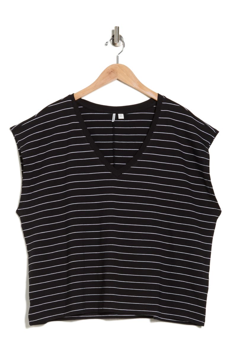 Nordstrom Pima Cotton T-Shirt, Alternate, color, Black- White Lauren Stripe