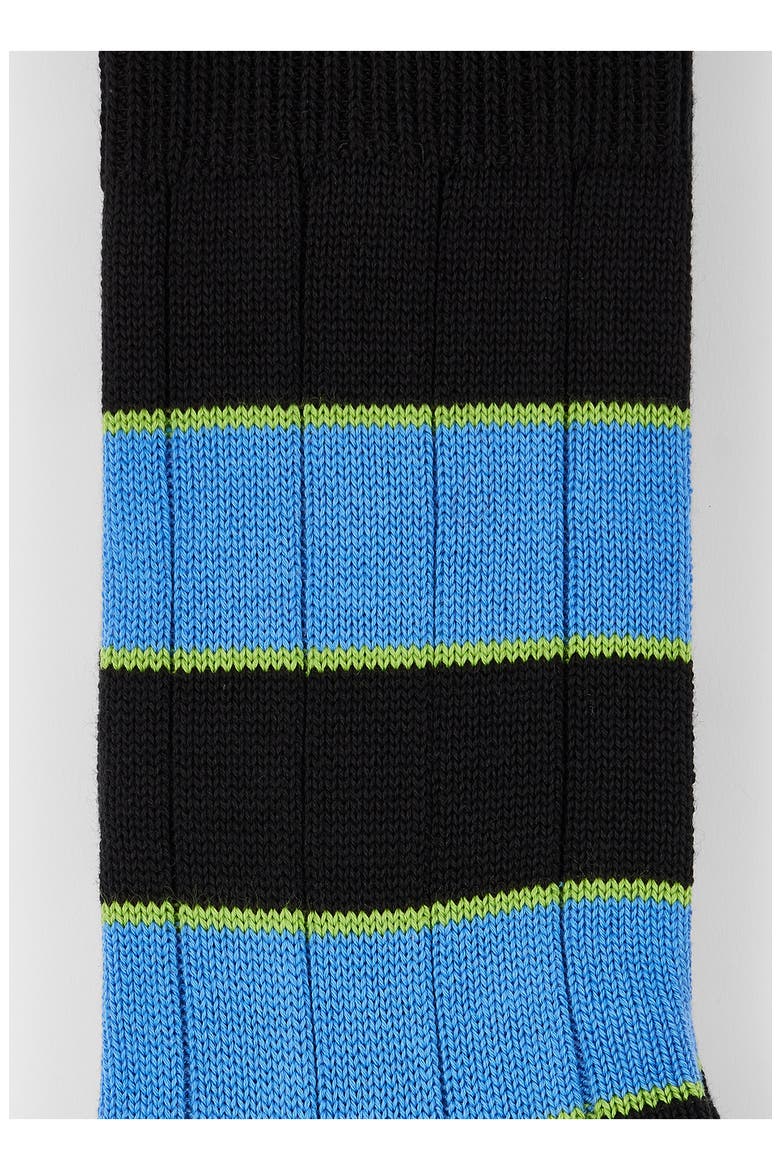 Stripe Rib Cotton Blend Dress Socks, Alternate, color, BLACK