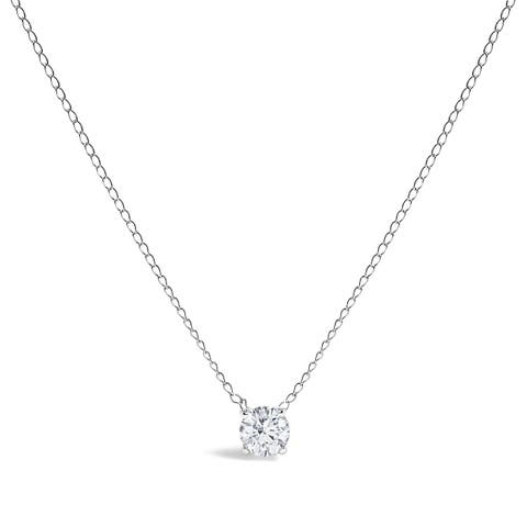14K Gold Floating 1/2 Cttw Lab Grown Diamond Solitaire Pendant Necklace - 18" Inches