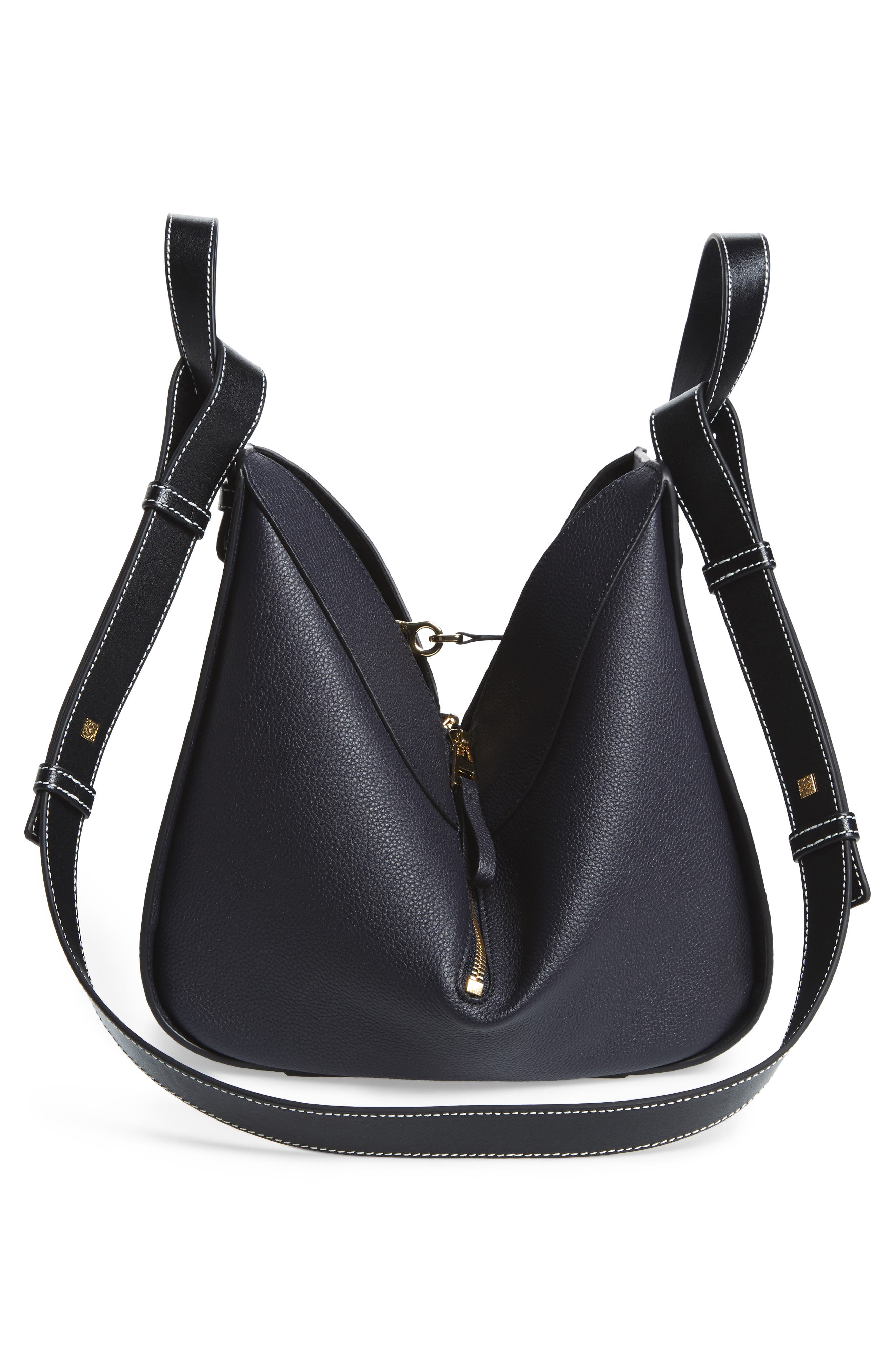 Hammock Small Pebbled Leather Hobo, Alternate, color, MIDNIGHT BLUE/ BLACK