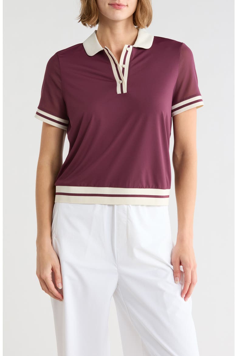 Mesh Sleeve Performance Polo, Main, color, MAUVE WINE
