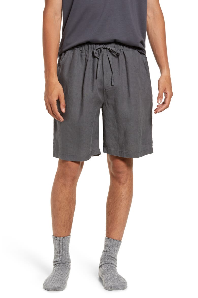 Linen Lounge Shorts, Main, color, COAL