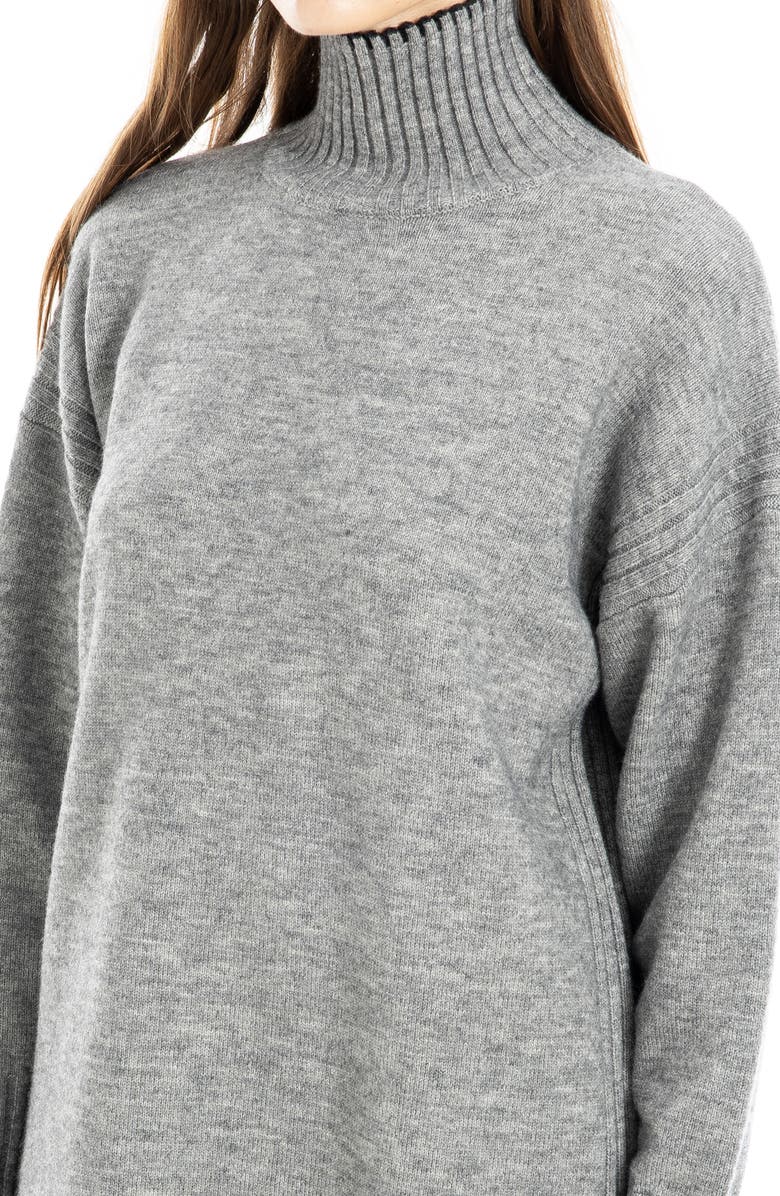 MAX STUDIO Long Sleeve Turtleneck Dress, Alternate, color, Charcoal/ Black
