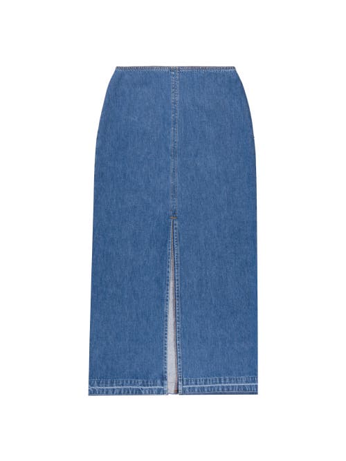 Ro&zo Denim Split Front Maxi Skirt In Blue