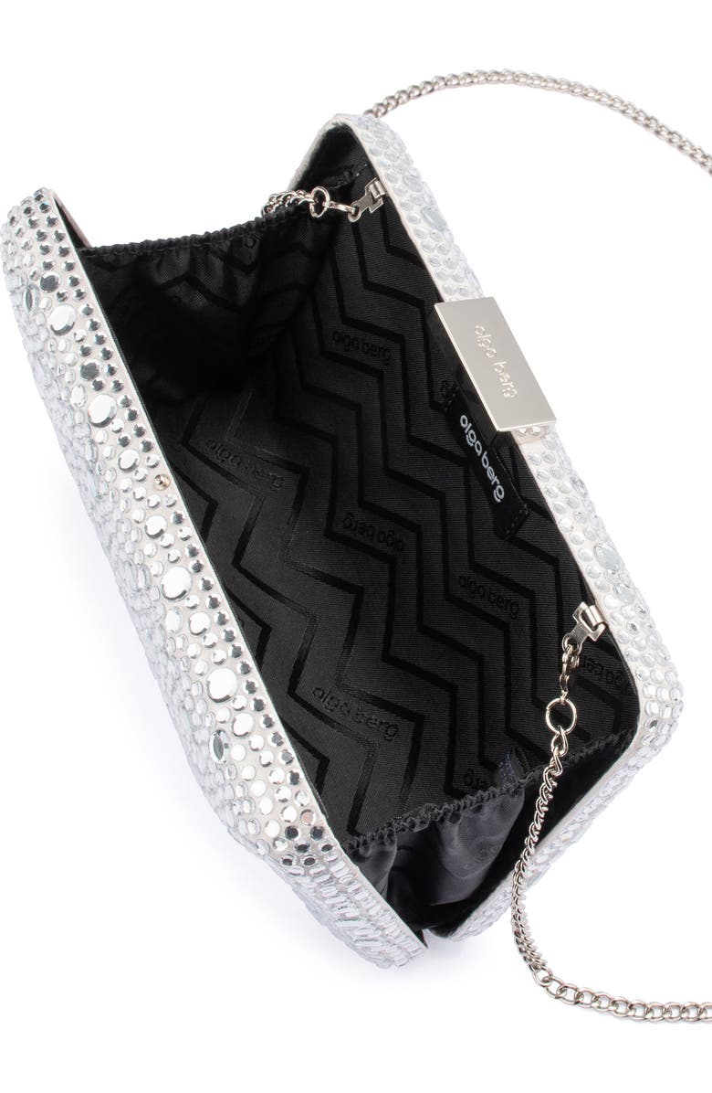 Olga Berg Harriet Crystal Frame Clutch, Alternate, color, Silver