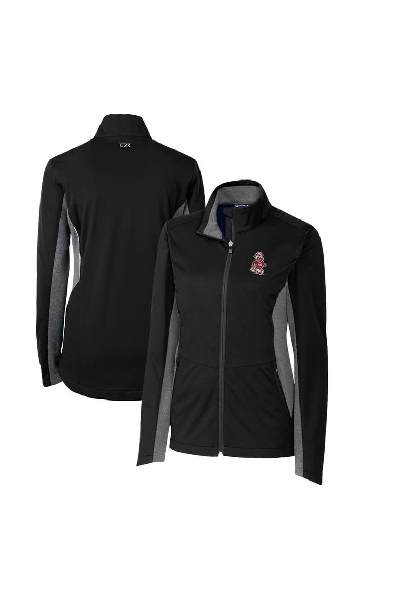 Women's Cutter & Buck Black Washington State Cougars Vault Navigate Softshell Full-Zip Jacket, Alternate, color, Black