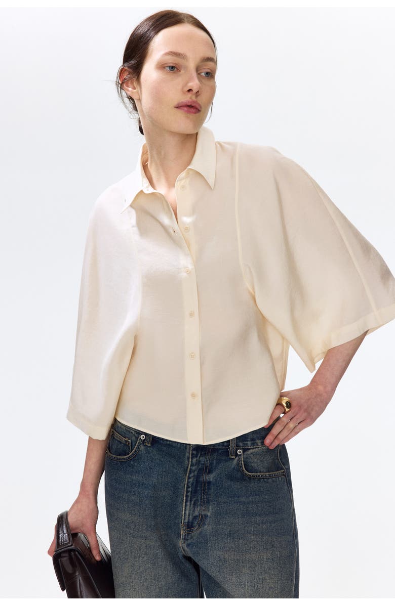 H&M Modal-blend Shirt, Alternate, color, Cream