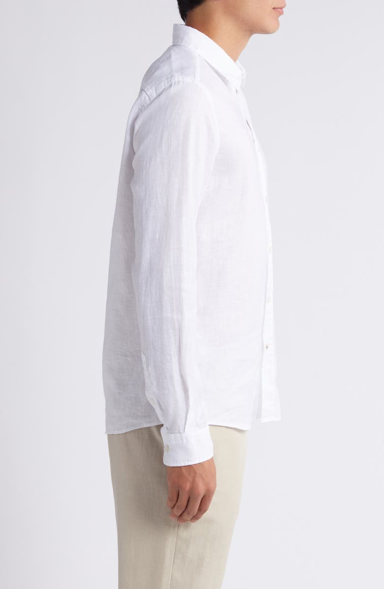 BOSS Roan Slim Fit Stretch Linen Blend Button-Up Shirt, Alternate, color, Wht