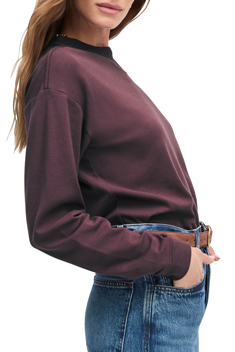 The Everyday Long Sleeve Cotton T-Shirt, Alternate, color, BURGUNDY DAHLIA