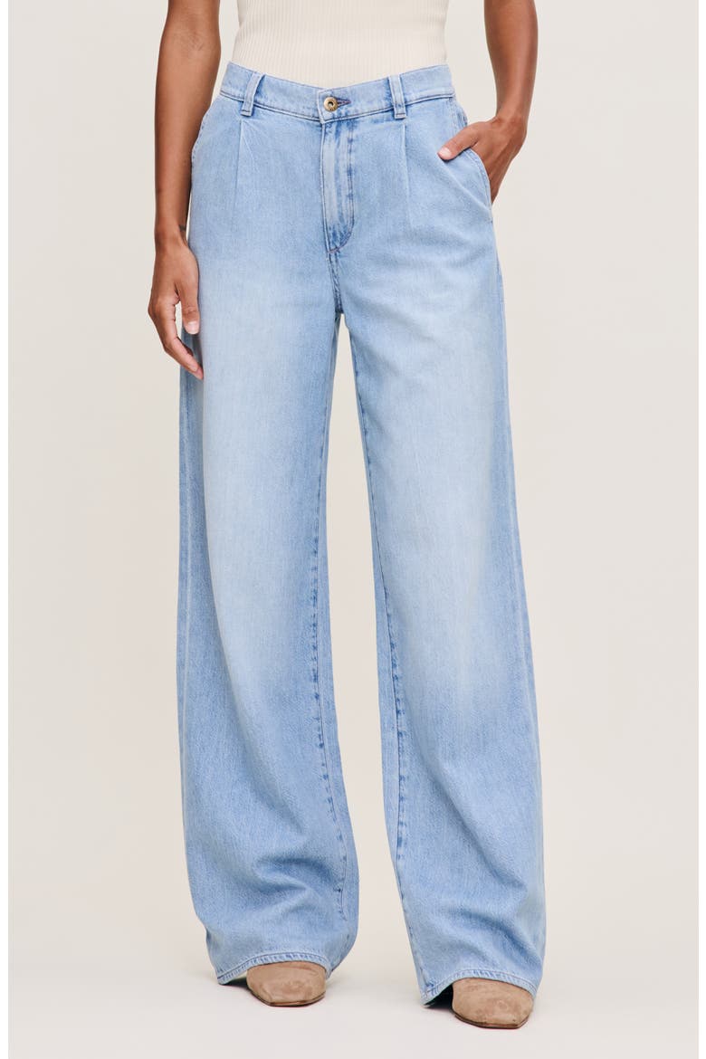 Isabel Pleated Mid Rise Wide Leg Jeans, Main, color, BEACHFRONT DL AURA