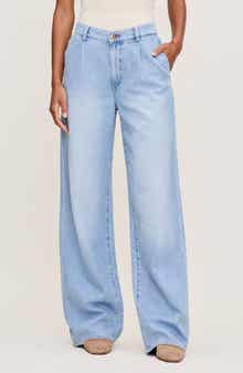 Isabel Pleated Mid Rise Wide Leg Jeans