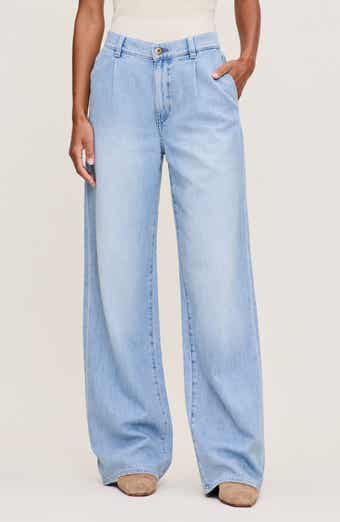 Isabel Pleated Mid Rise Wide Leg Jeans