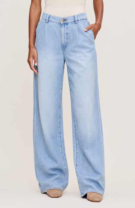 Isabel Pleated Mid Rise Wide Leg Jeans