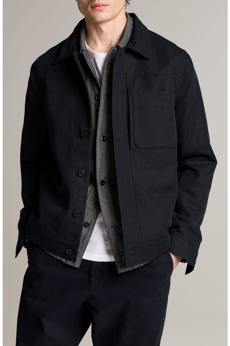 Pleated Trucker Jacket, Main, color, COASTAL